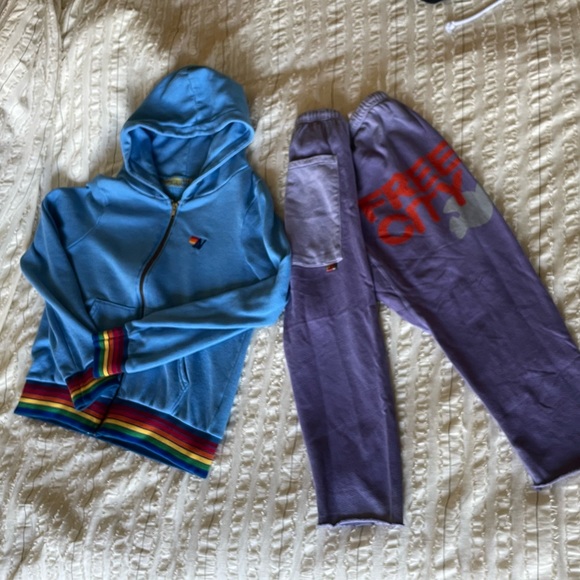 freecity Pants - BUNDLE Aviator Nation Zip-Up XS & Free City Sweatpants Small EUC!